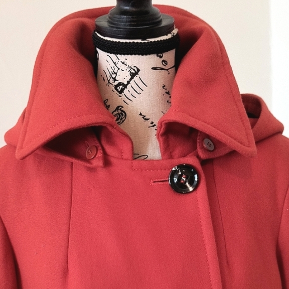 Calvin Klein Women's Red Hooded Coat - Picture 9 of 9